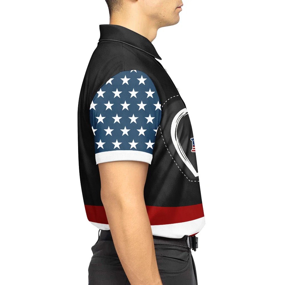 America 250 Anniversary Grandpa Dad Kids Handprints - Personalized Polo Shirt - Image 6