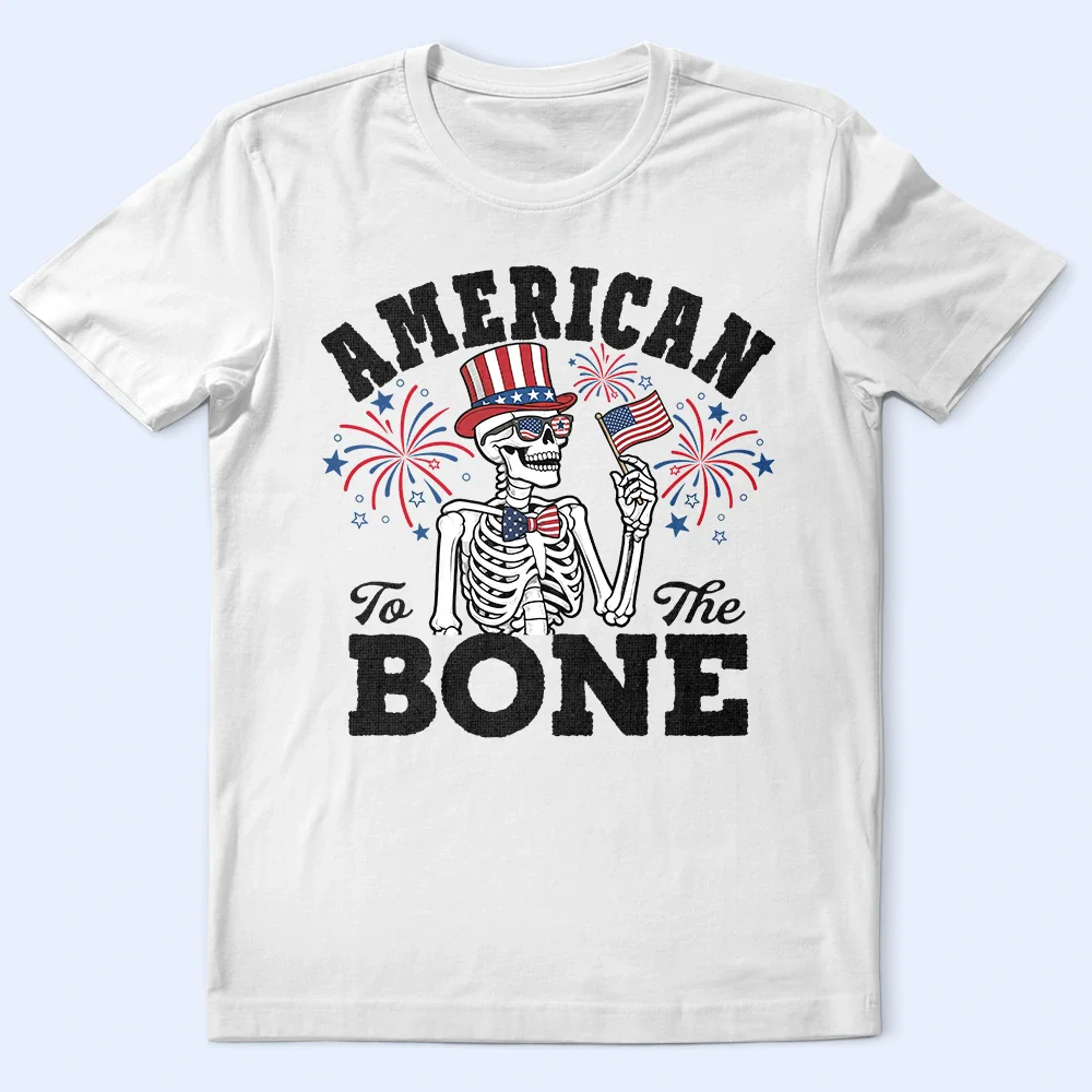 America 250 Patriotic Skeleton American To The Bone - T Shirt - Image 2