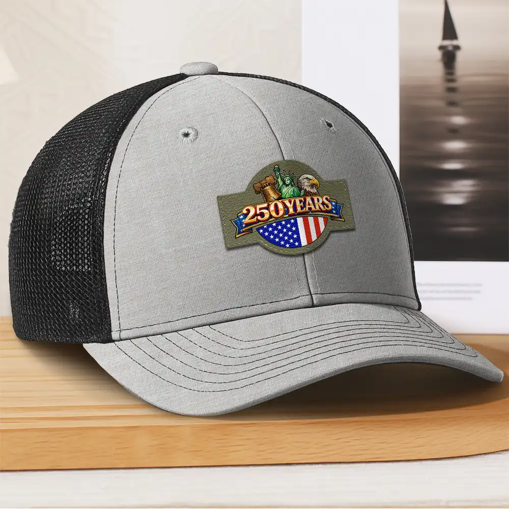 America 250 Years Anniversary USA Symbols - Leather Patch Hat - Image 3