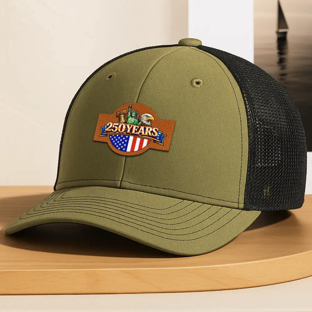 America 250 Years Anniversary USA Symbols - Leather Patch Hat - Image 4