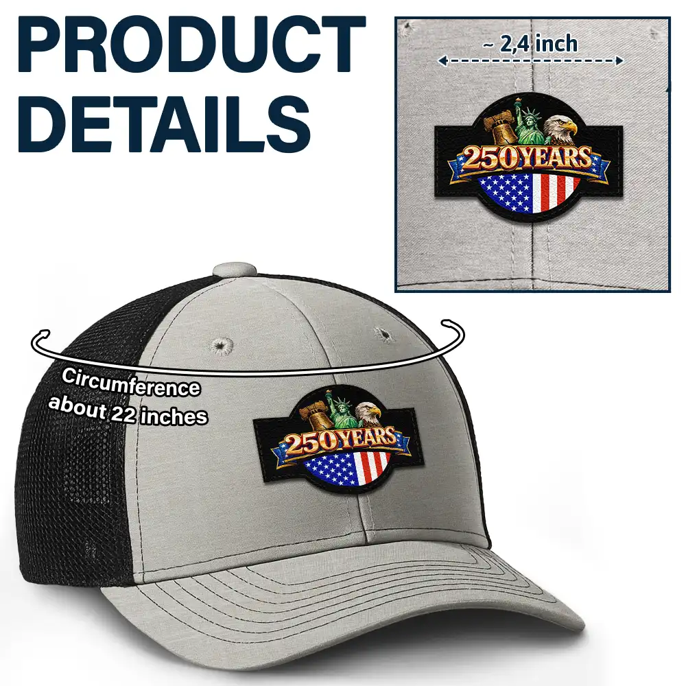America 250 Years Anniversary USA Symbols - Leather Patch Hat - Image 5