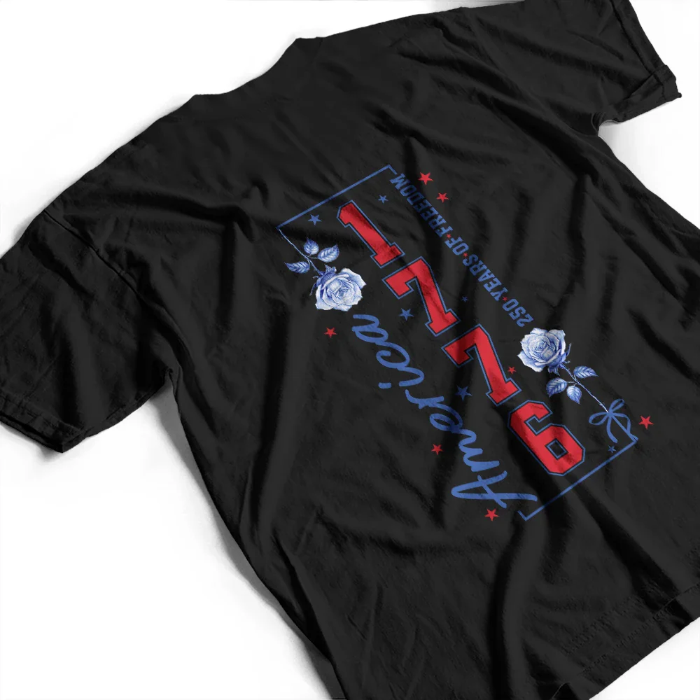 America 250 Years Of Freedom Birth Flower - Personalized T Shirt - Image 4
