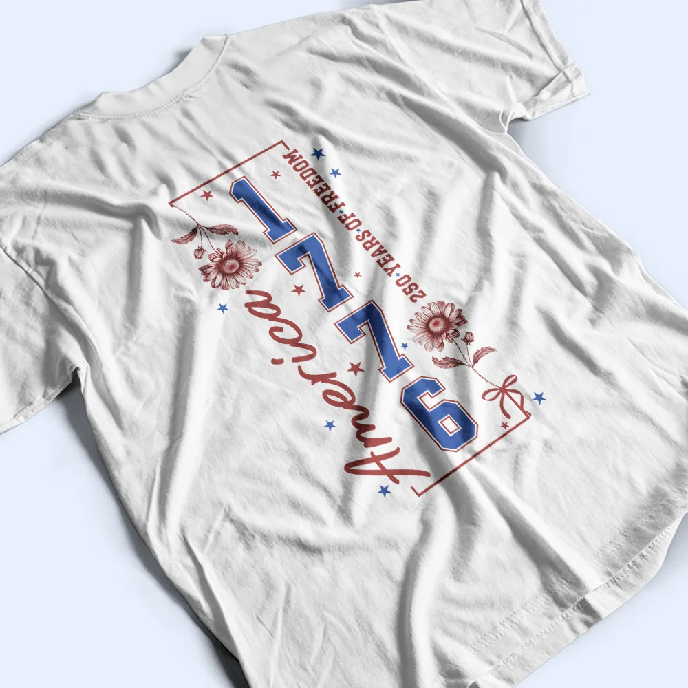 America 250 Years Of Freedom Birth Flower - Personalized T Shirt - Image 5