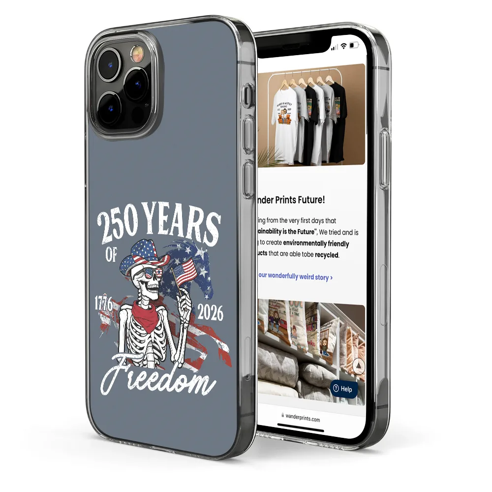 America 250 Years Of Freedom Cowboy Skeleton - Clear Phone Case - Image 4