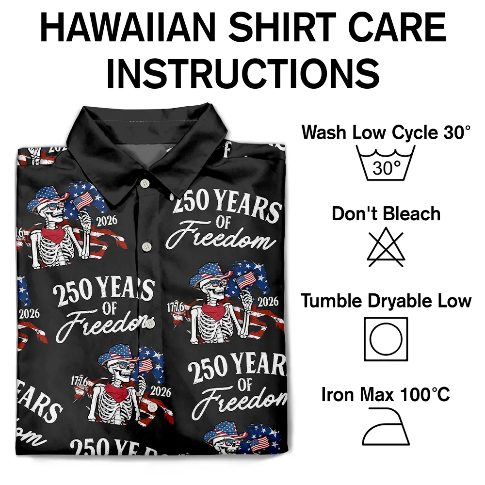 America 250 Years Of Freedom Cowboy Skeleton - Hawaiian Shirt - Image 7