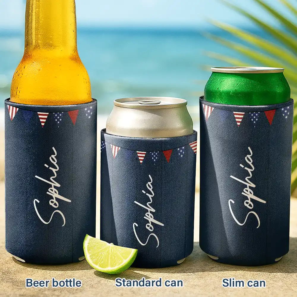 America 250 Years Of Freedom Cowboy Skeleton - Personalized Can Cooler Sleeve - Image 2
