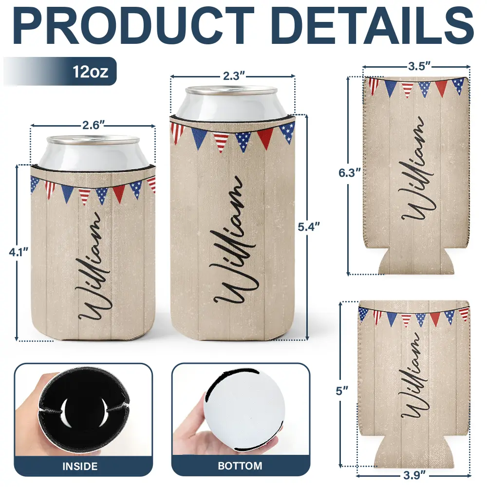 America 250 Years Of Freedom Cowboy Skeleton - Personalized Can Cooler Sleeve - Image 4