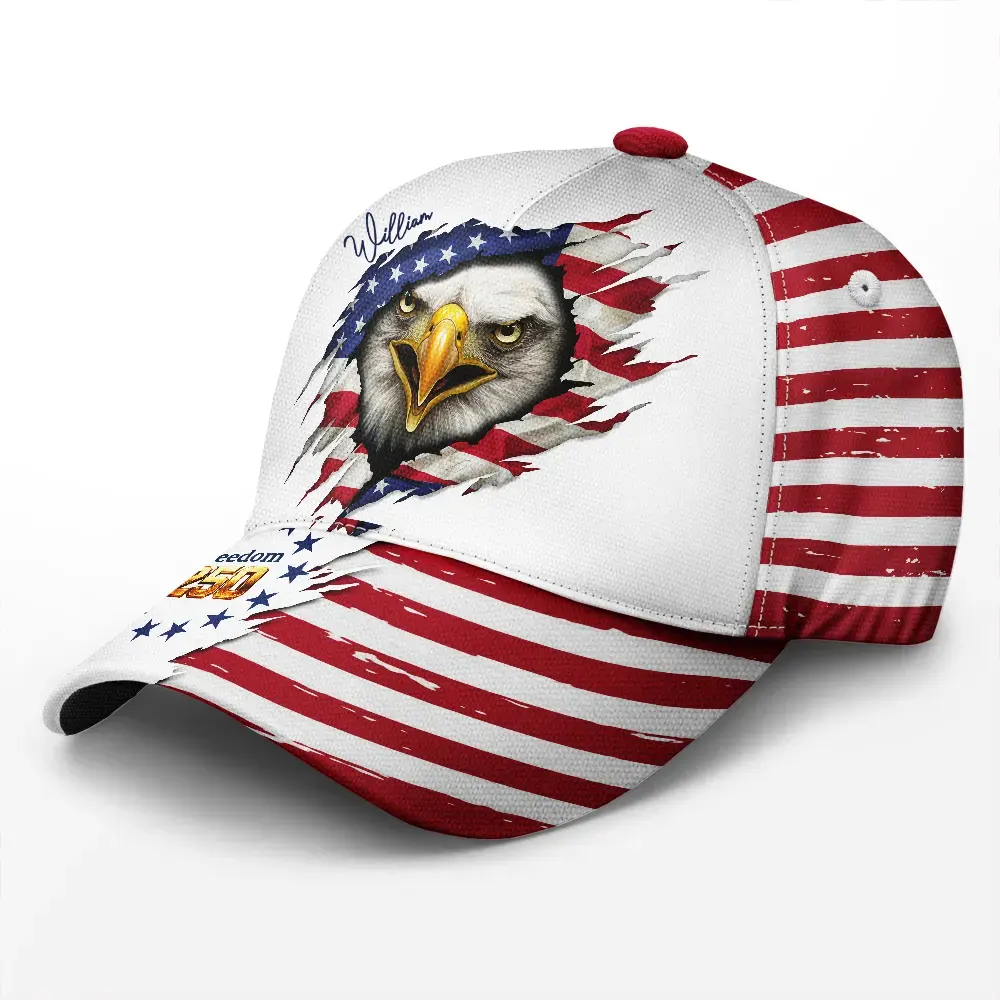 America 250 Years Of Freedom Eagle - Personalized Classic Cap - Image 2