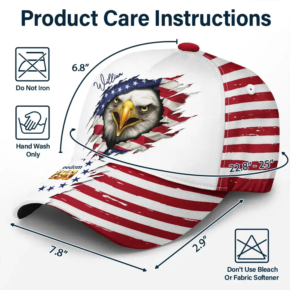 America 250 Years Of Freedom Eagle - Personalized Classic Cap - Image 6