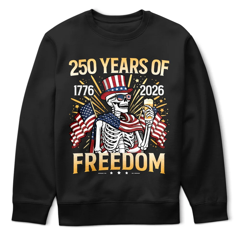 America 250 Years Of Freedom Patriotic Skeleton - T Shirt - Image 5