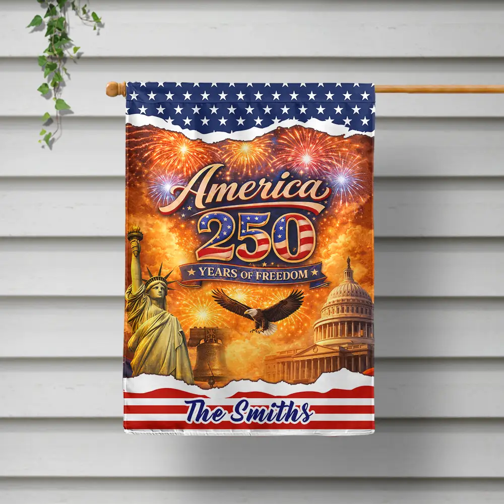 America 250 Years Of Freedom With Iconic Symbols - Personalized Flag - Image 2