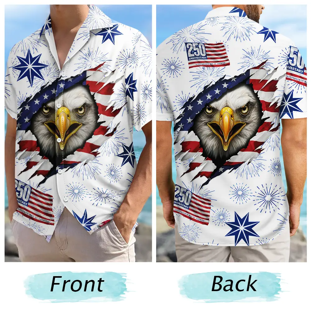 America 250 Years Patriotic Eagle Breaks Free - Hawaiian Shirt - Image 5