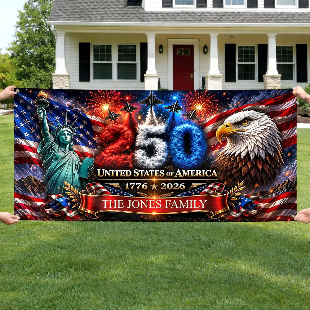 America 250th Anniversary Family Name - Personalized Horizontal Banner - Image 4