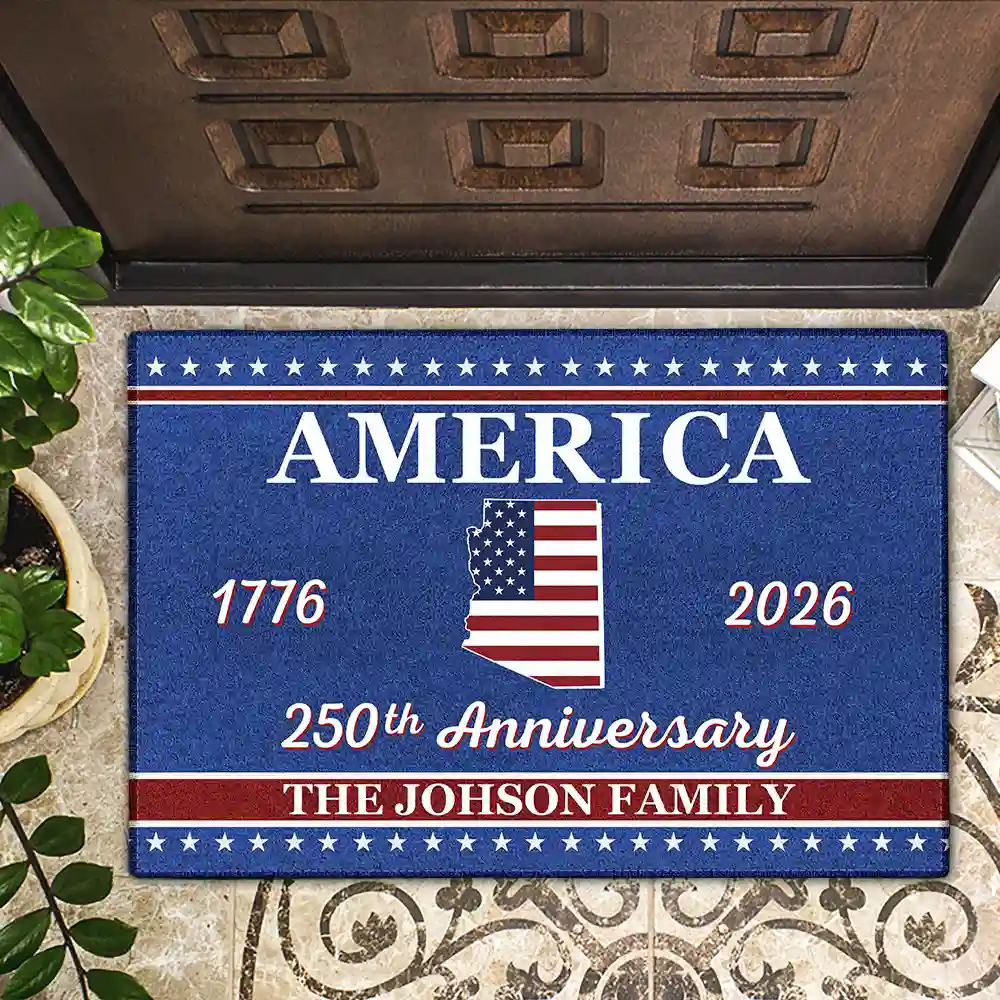 America 250th Anniversary Family With US State - Personalized Doormat - Image 2