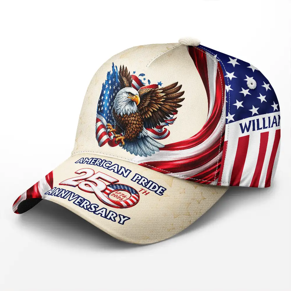 America 250th Anniversary US Pride Patriotic Eagle - Personalized Classic Cap - Image 2
