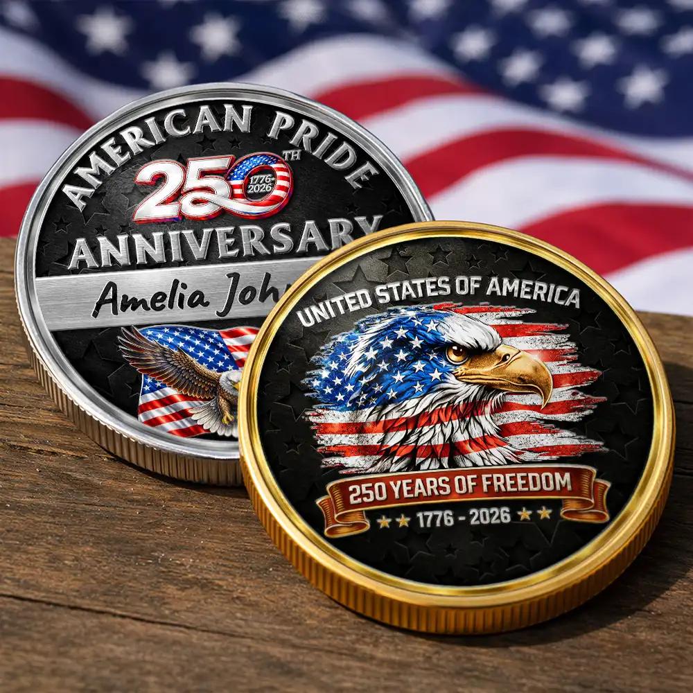 America 250th Anniversary US Pride Patriotic Eagle - Personalized Commemorative Keepsake Coin - Image 4