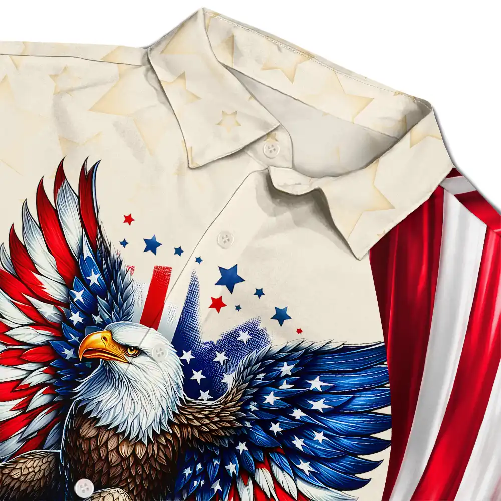 America 250th Anniversary US Pride Patriotic Eagle - Personalized Hawaiian Shirt - Image 4