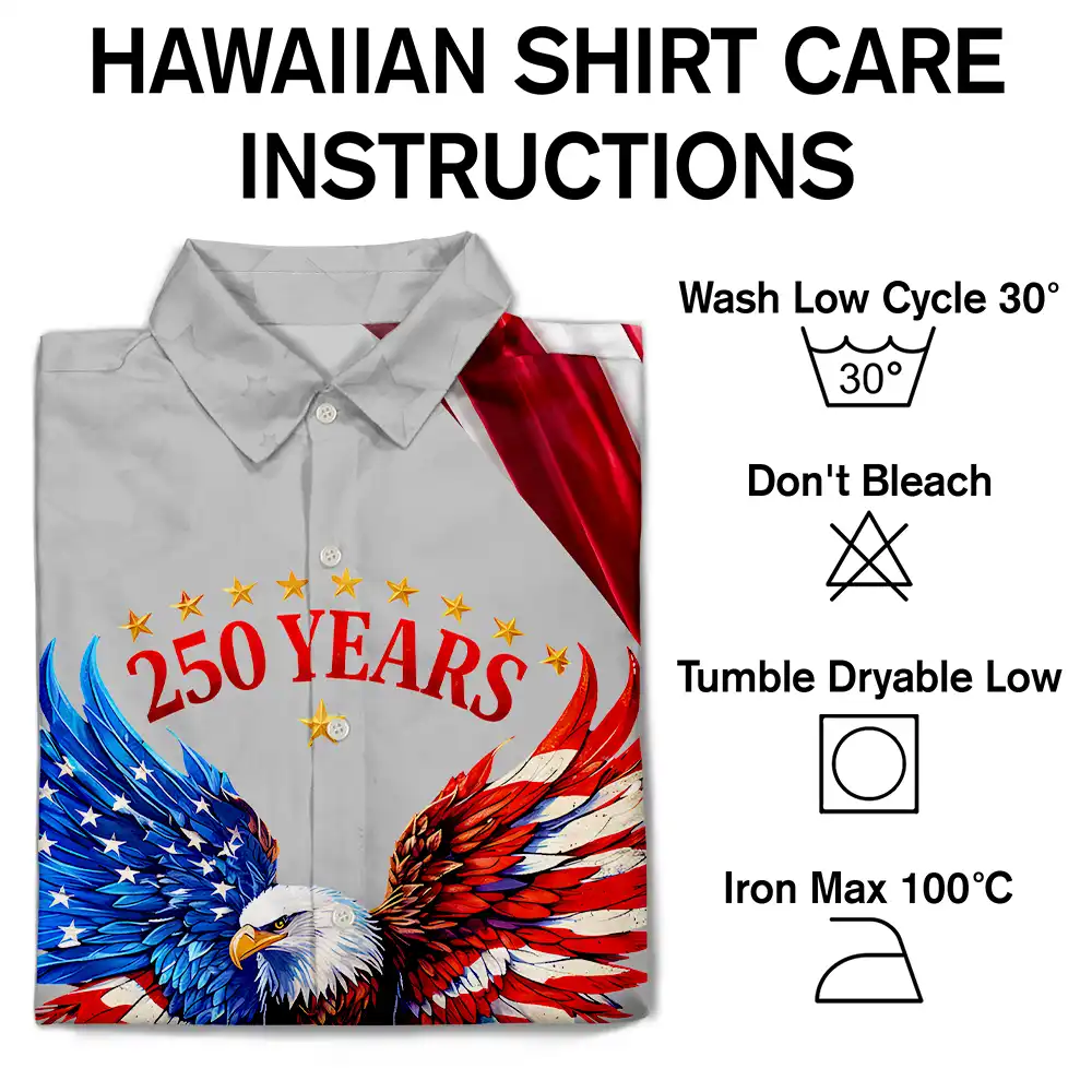 America 250th Anniversary US Pride Patriotic Eagle - Personalized Hawaiian Shirt - Image 7