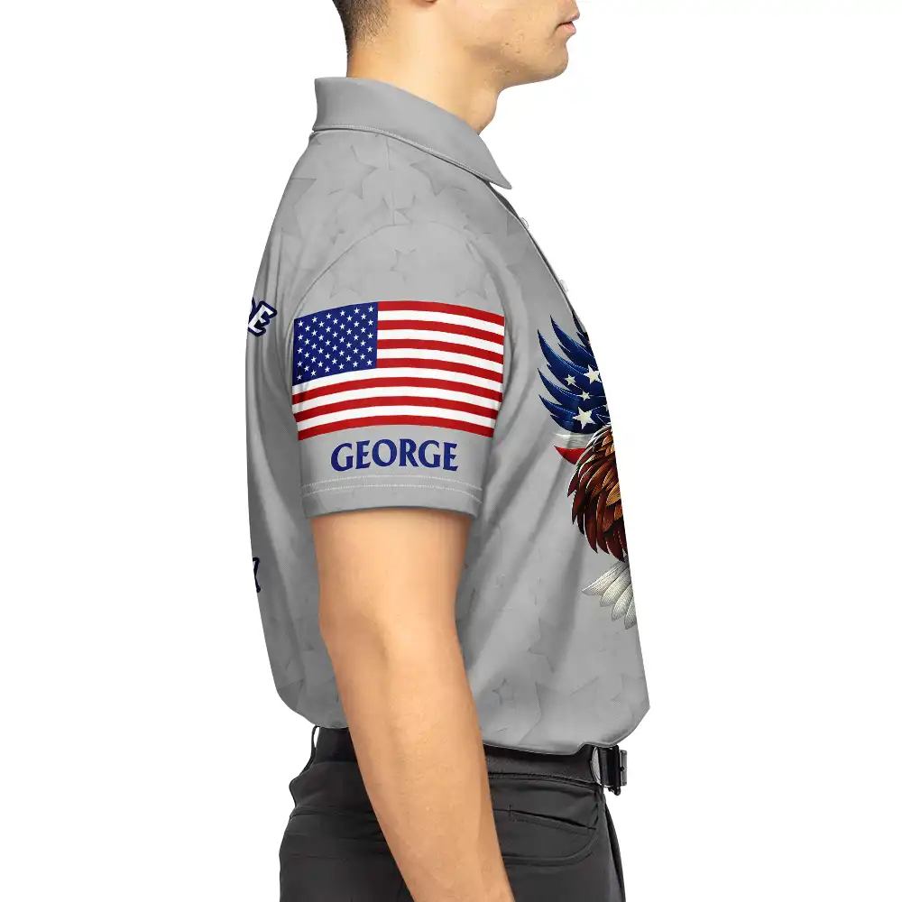 America 250th Anniversary US Pride Patriotic Eagle - Personalized Polo Shirt - Image 6