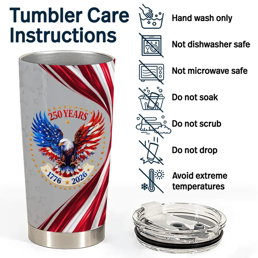 America 250th Anniversary US Pride Patriotic Eagle - Personalized Tumbler - Image 5