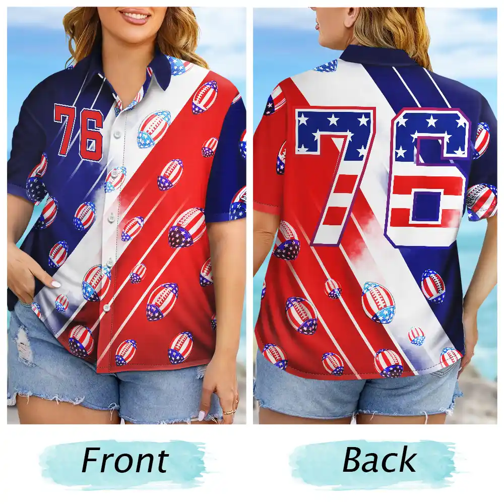 America 250th Number 76 American Football - Hawaiian Shirt - Image 6