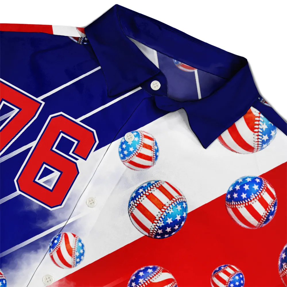 America 250th Number 76 Baseball - Hawaiian Shirt - Image 4