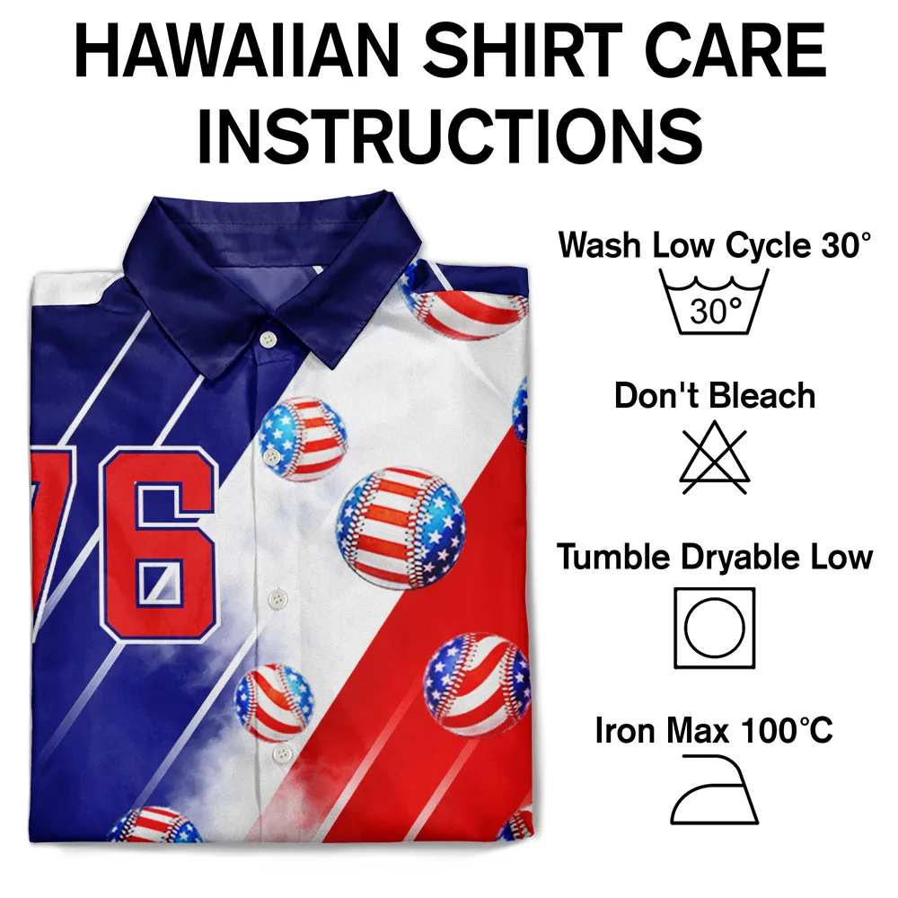 America 250th Number 76 Baseball - Hawaiian Shirt - Image 7
