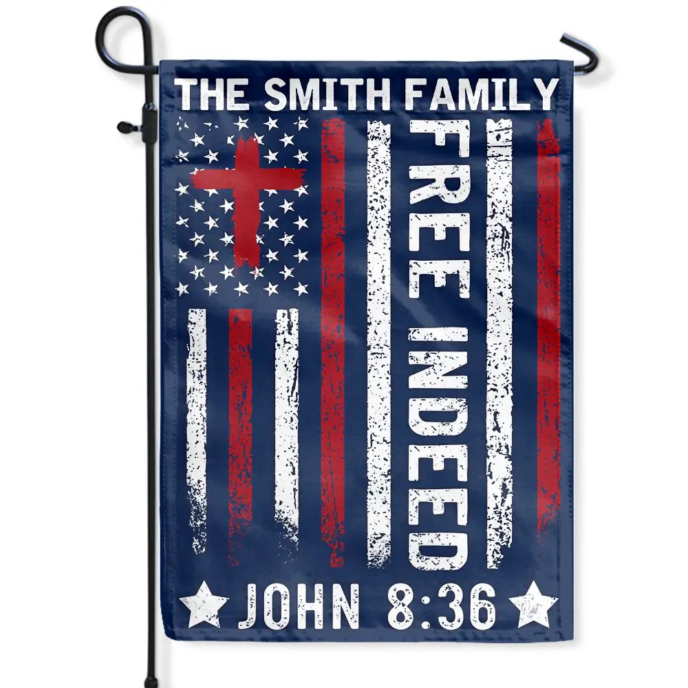 America Free Indeed Blessing Cross - Personalized Flag