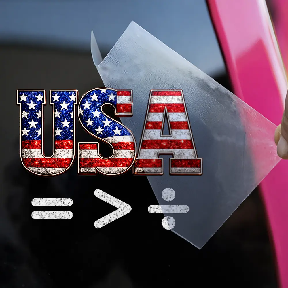 America Waving Flag Faux Glitter Equal Better Than Divide - Personalized Decor Decal - Image 2