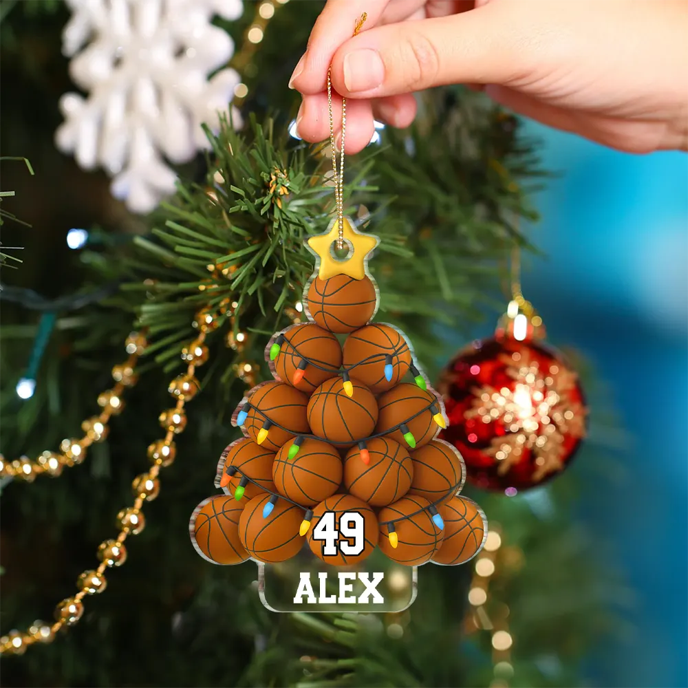 American Football Christmas Tree - Personalized Custom Shaped Acrylic Ornament - Image 4