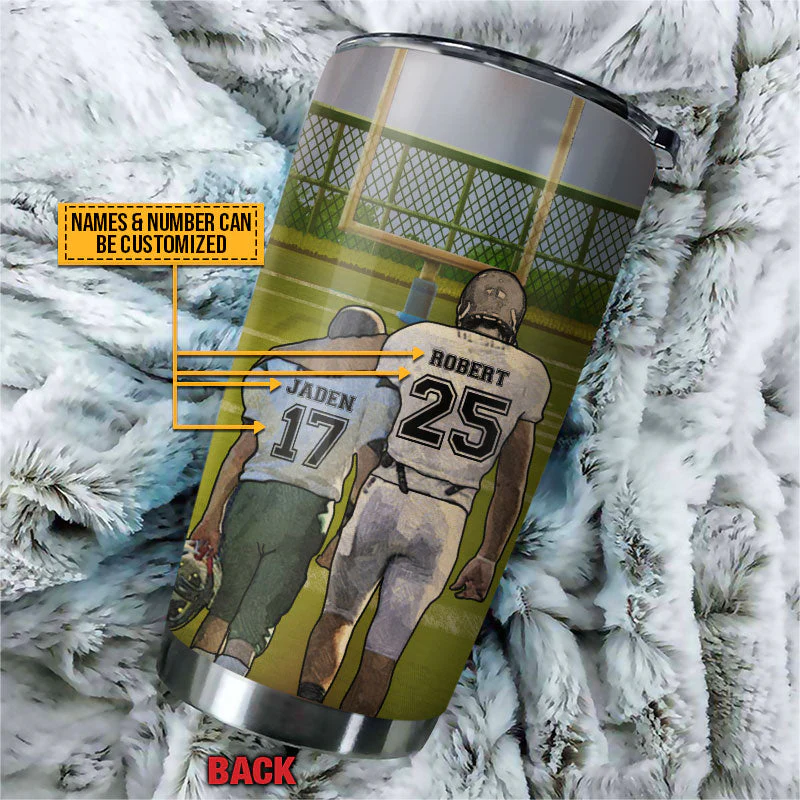 American Football Dad And Son Behind Every Football Player, Dad And Son Gift, Custom Tumbler - Image 4