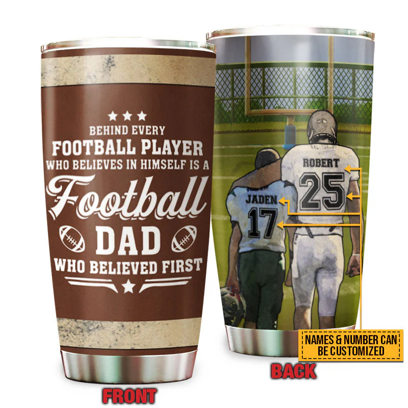 American Football Dad And Son Behind Every Football Player, Dad And Son Gift, Custom Tumbler - Image 5
