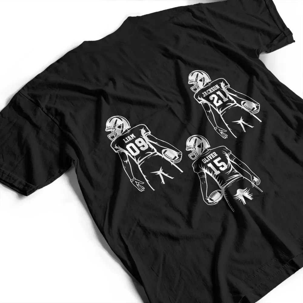 American Football Dad Mom Kids Backside - Personalized T Shirt - Image 3