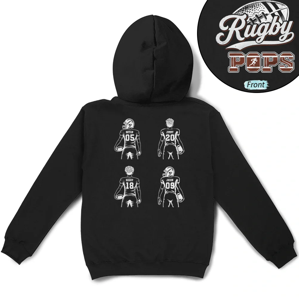 American Football Dad Mom Kids Backside - Personalized T Shirt - Image 4