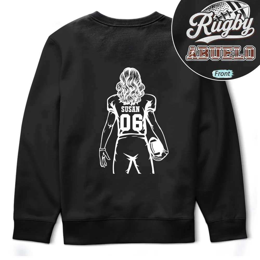American Football Dad Mom Kids Backside - Personalized T Shirt - Image 5