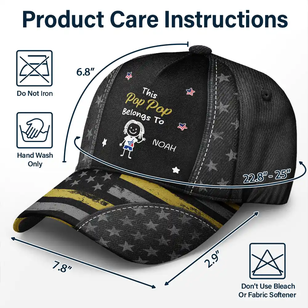American Stars And Stripes This Papa Dad Belongs To - Personalized Classic Cap - Image 6
