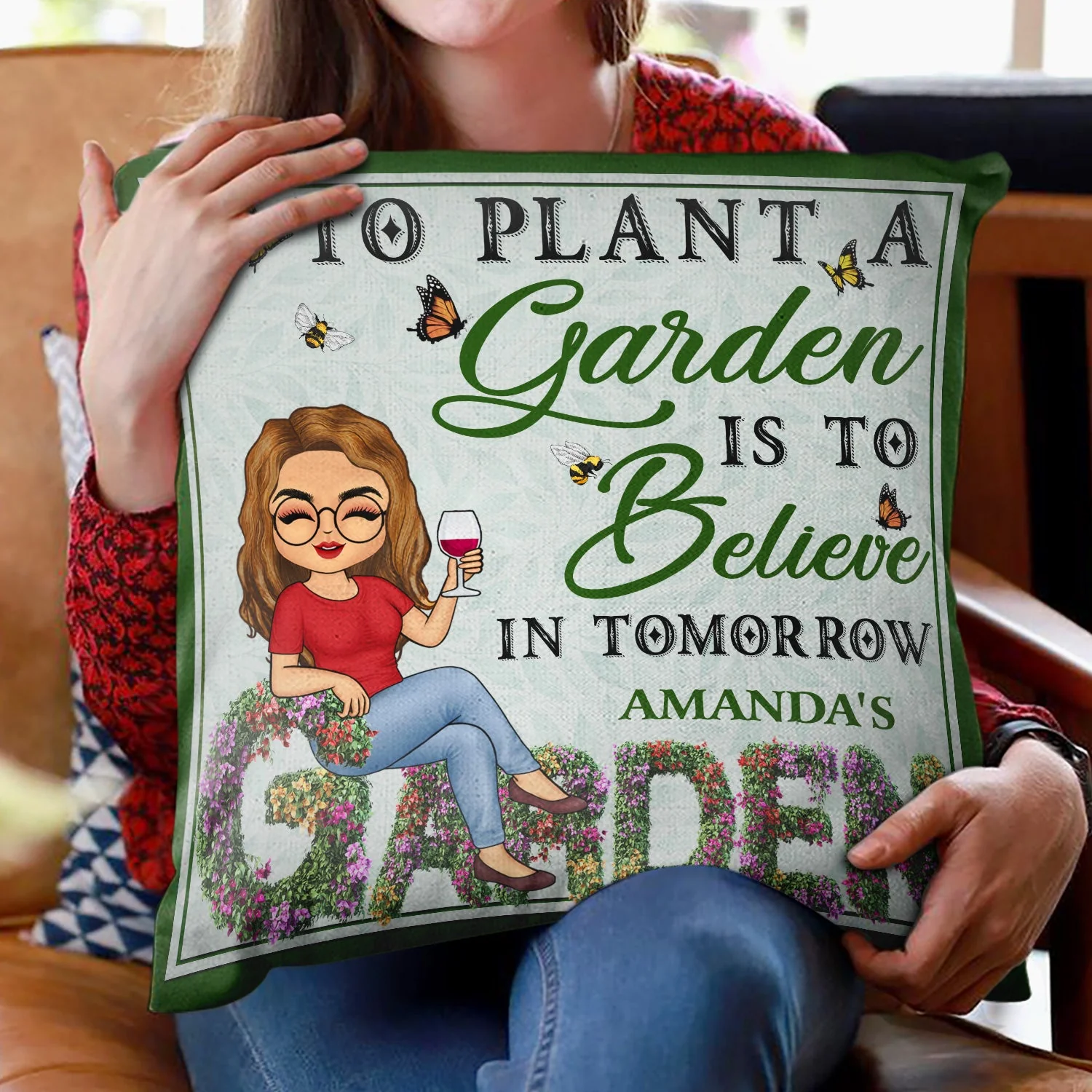 And Into The Garden I Go - Beware A Crazy Plant Lady Lives Here - Birthday, Housewarming Gift For Her, Him, Gardener, Outdoor Decor - Personalized Custom Pillow - Image 2
