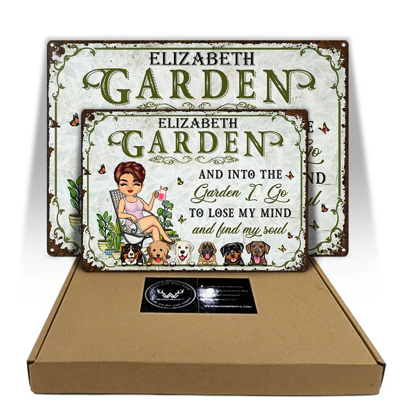 And Into The Garden I Go Gardening Dog Lovers - Garden Sign - Personalized Custom Classic Metal Signs - Image 3