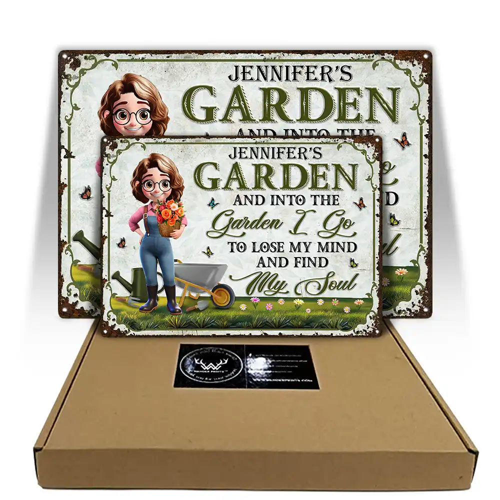 And Into The Garden I Go Gardening Woman - Personalized Classic Metal Signs - Image 5