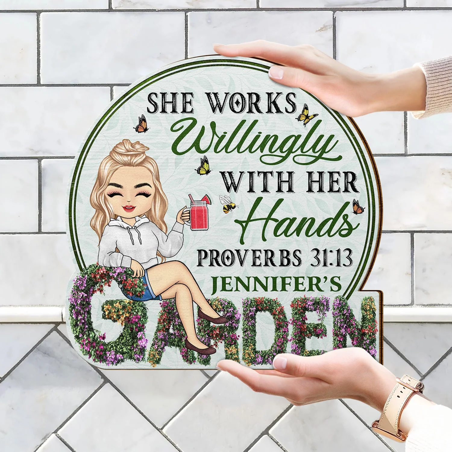And Into The Garden I Go - Beware A Crazy Plant Lady Lives Here - Birthday, Housewarming Gift For Her, Him, Gardener, Outdoor Decor - Personalized Custom Shaped Wood Sign - Image 5