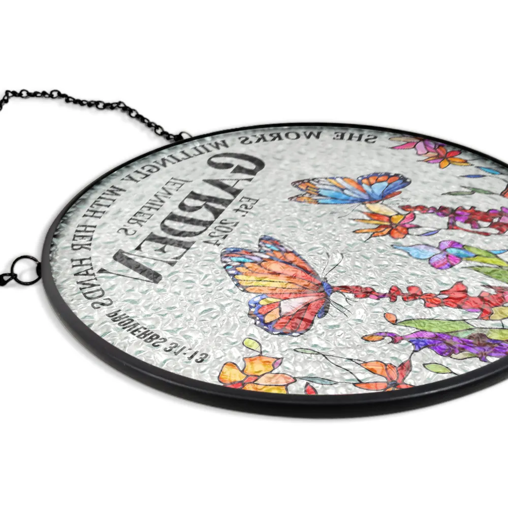 And Into The Garden I Go Hummingbird - Personalized Stained Glass Window Hanging Suncatcher - Image 5