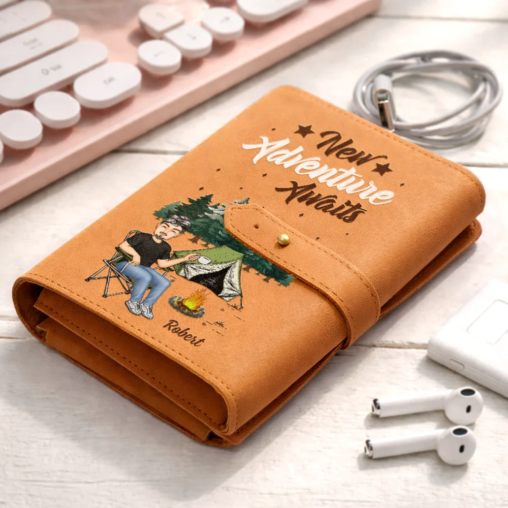 And So The Adventure Awaits - Personalized Leather Cable Bag - Image 2