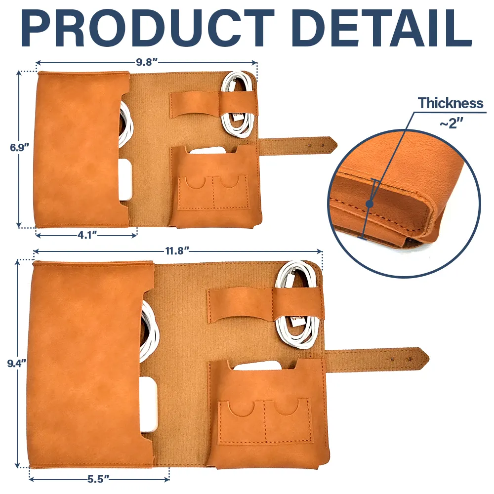 And So The Adventure Awaits - Personalized Leather Cable Bag - Image 4