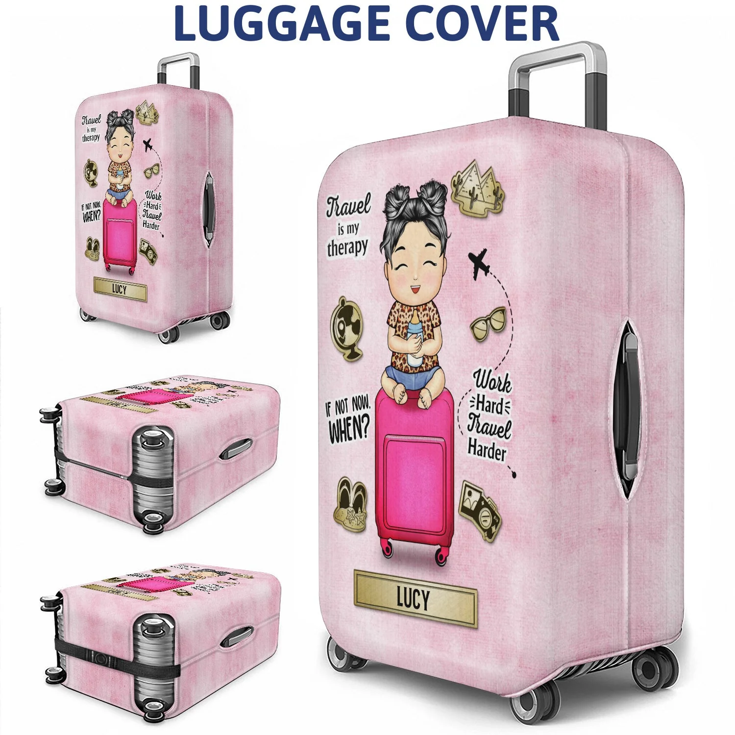 And So The Adventure Begins - Birthday Gift For Him, Her, Kid, Family, Travel, Vacation Lovers - Personalized Custom Luggage Cover - Image 3