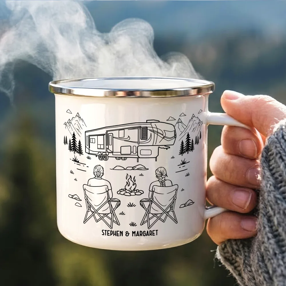 And So The Adventure Begins - Personalized Enamel Mug - Image 3