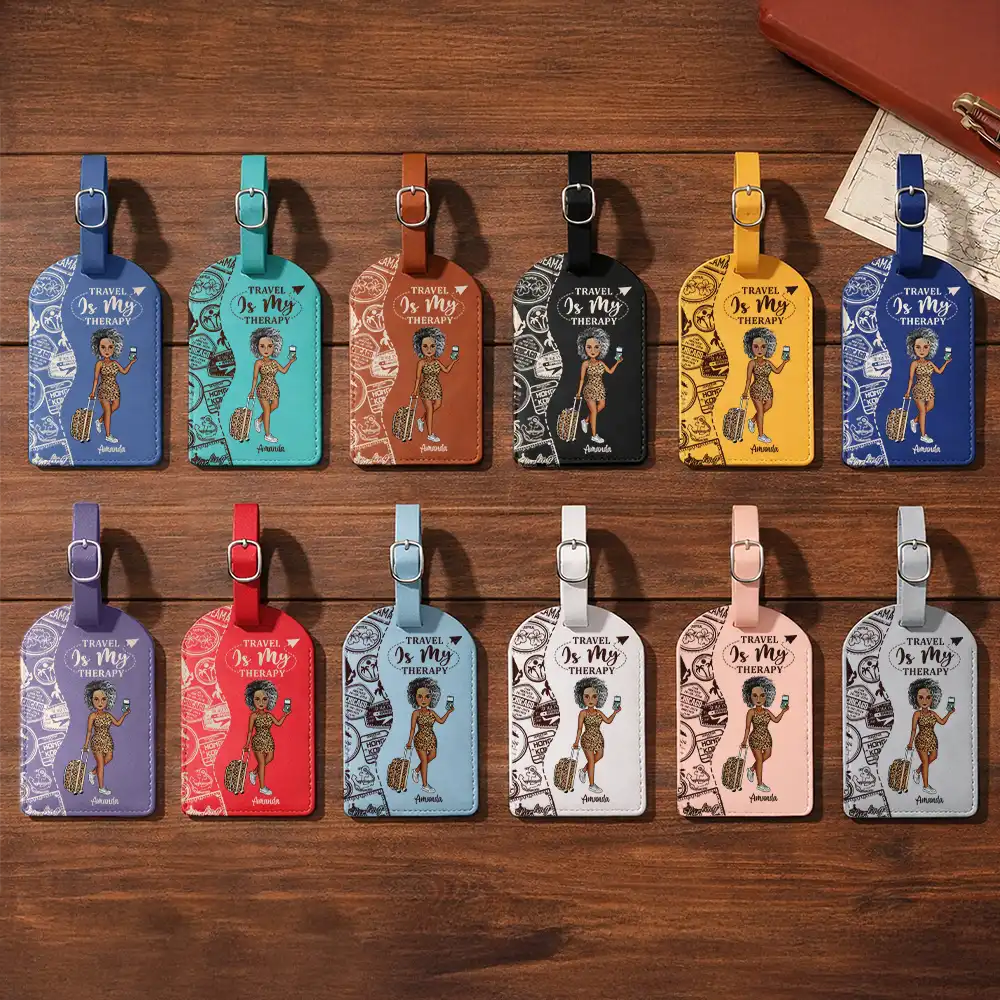 And So The Adventure Begins Travel Lover - Personalized Leather Luggage Tag - Image 2