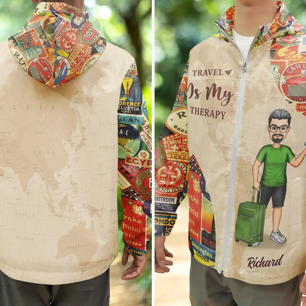 And So The Adventure Begins Travel Lover - Personalized Rain Jacket - Image 3