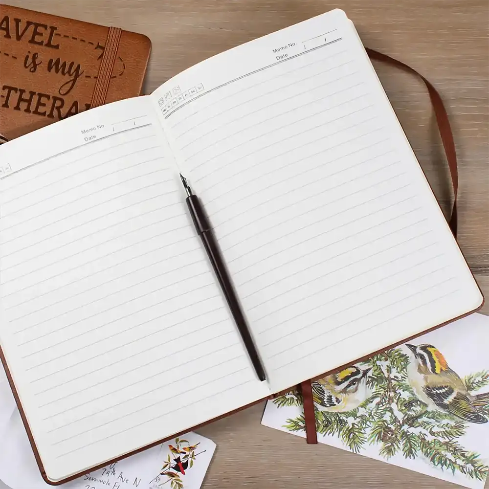 And So The Adventure Begins Travel Woman Man - Personalized Leather Journal - Image 2