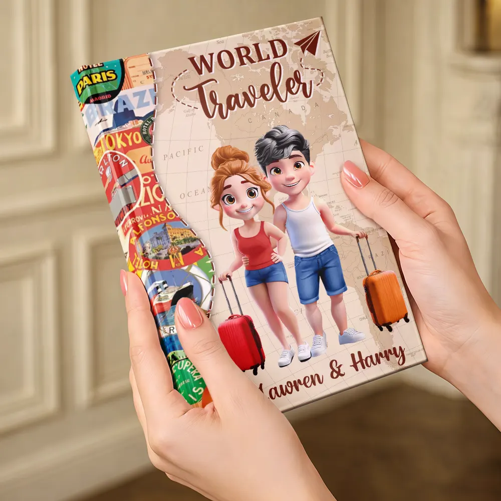 And So The Adventure Begins Traveling Couple - Personalized Hardcover Journal - Image 4