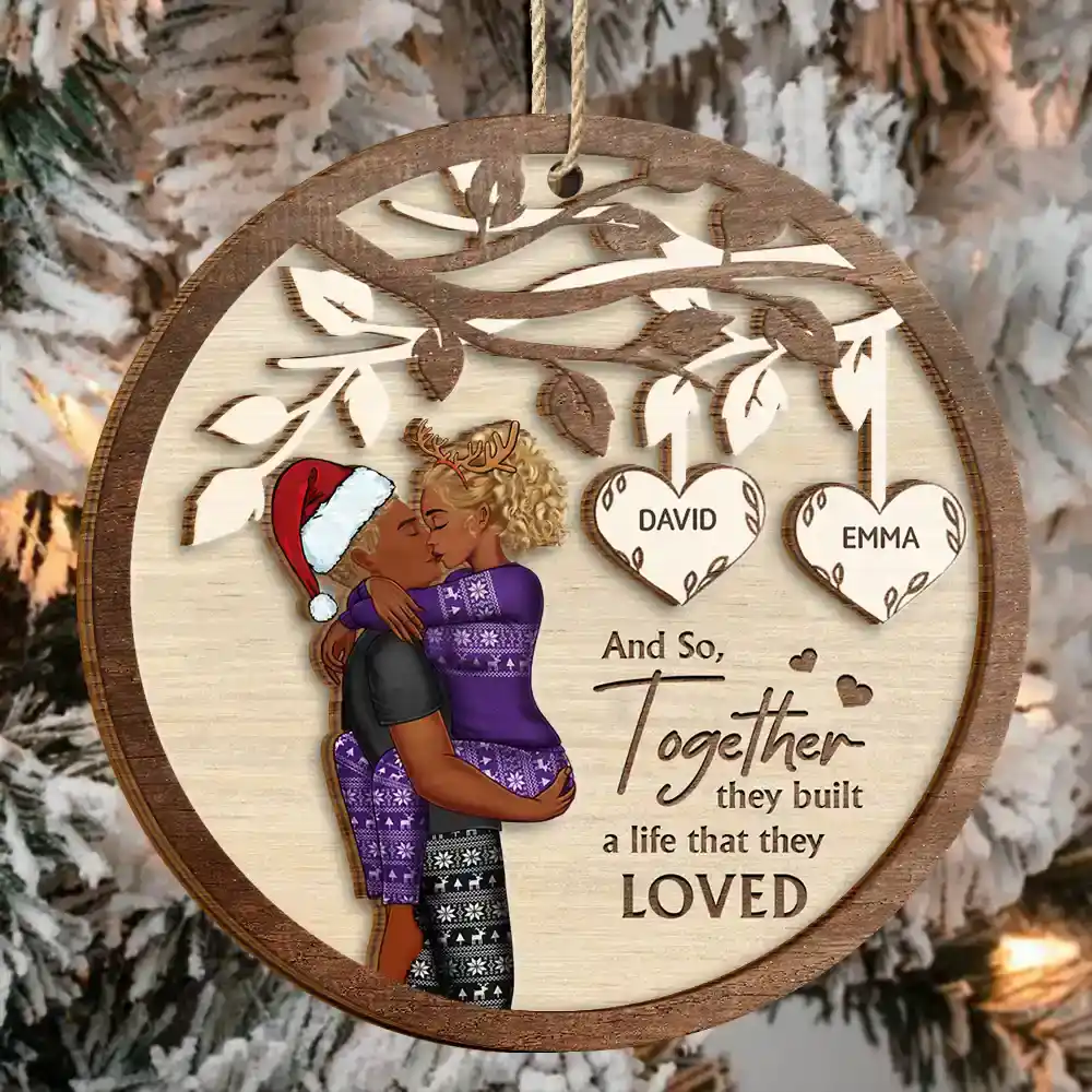 And So Together They Built A Life They Loved Couples - Personalized 2-Layered Wooden Ornament - Image 3